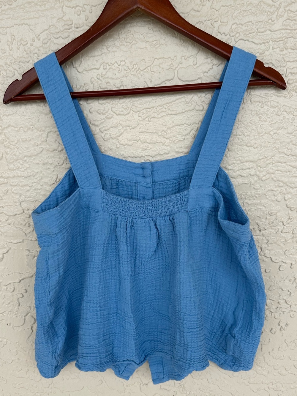 Lake Blue Cotton Gauze Button Front Sleep Tank Top Women's M Loungewear Pajama - Picture 5 of 7